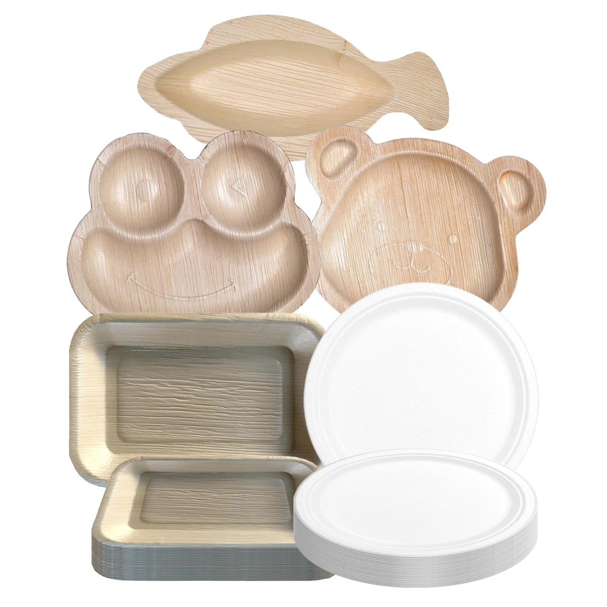9" x 6" Rectangular Natural Palm Leaf Eco-Friendly Disposable Trays