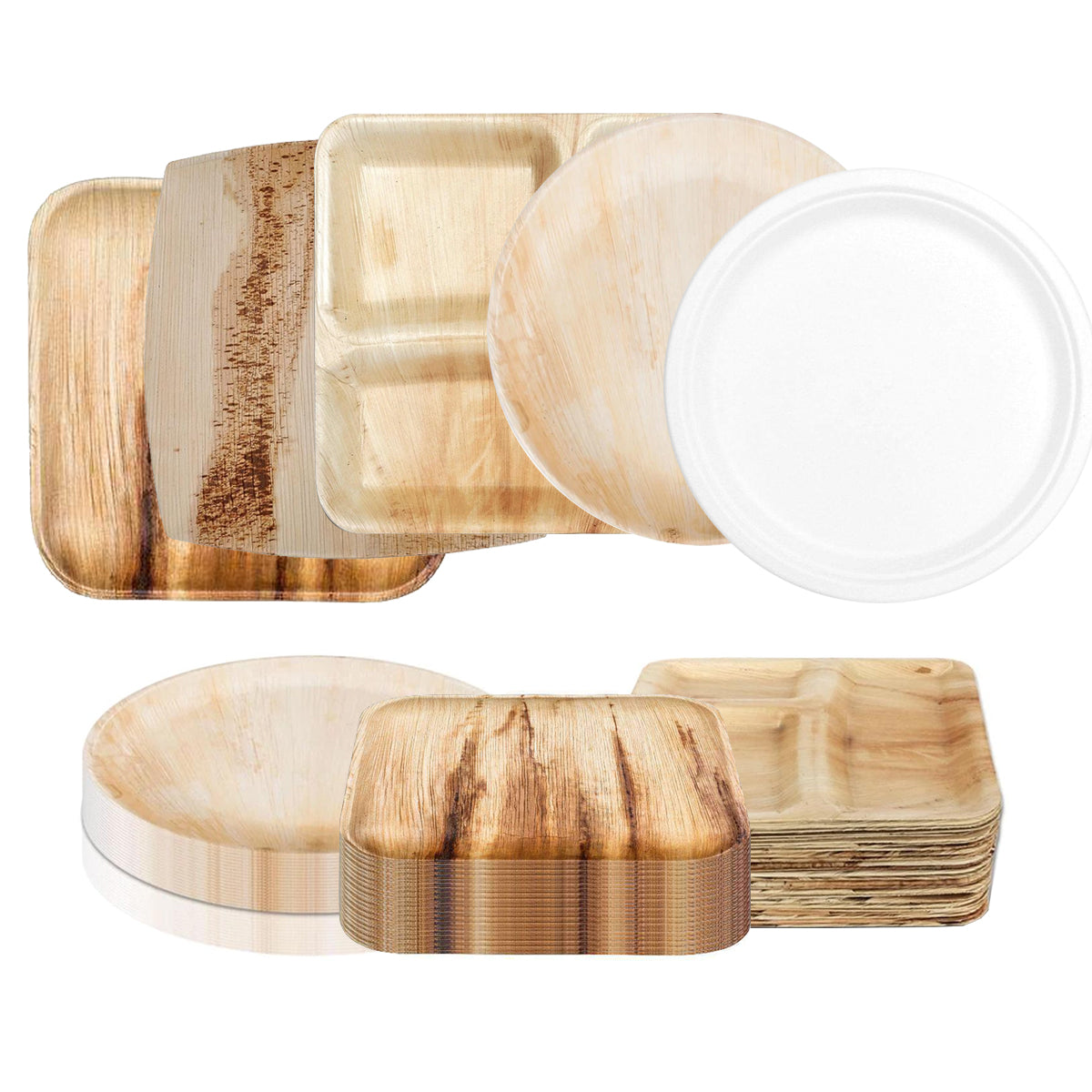 7" Round Palm Leaf Eco Friendly Disposable Salad Plates