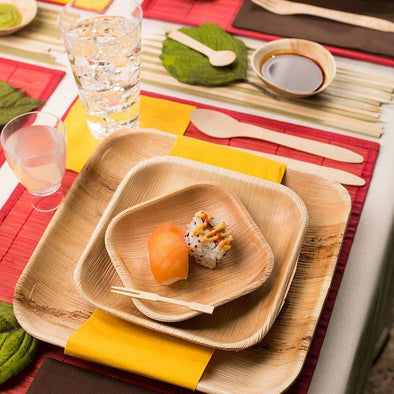 10" Square Palm Leaf Eco Friendly Disposable Dinner Plates