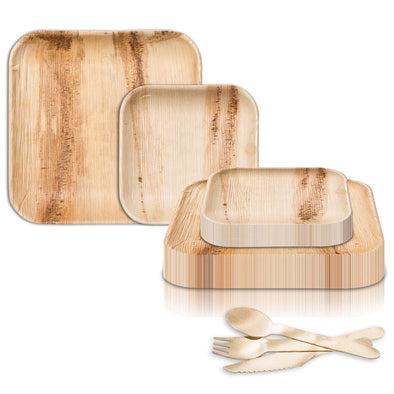 Square Palm Leaf Eco Friendly Disposable Wedding Value Set