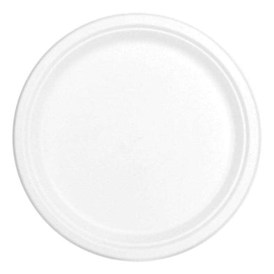 9.5" White Bagasse Eco-Friendly Sugarcane Buffet Plates